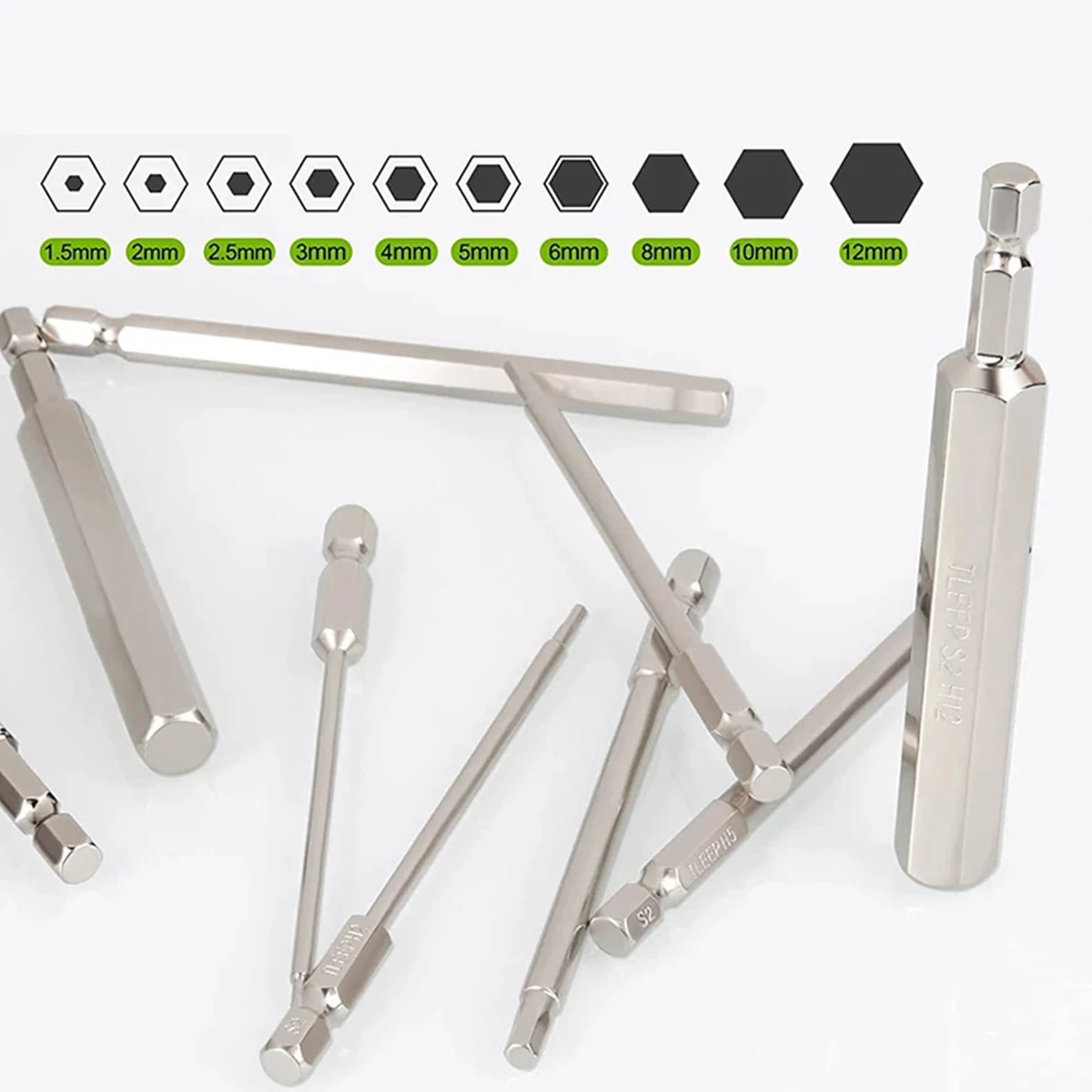 10pcs Hex Head Allen Wrench Drill Bits Set 100mm Multiple Size Allen Screwdriver Bit Magnetic Tip Hex Key Screwdriver Socket Bit