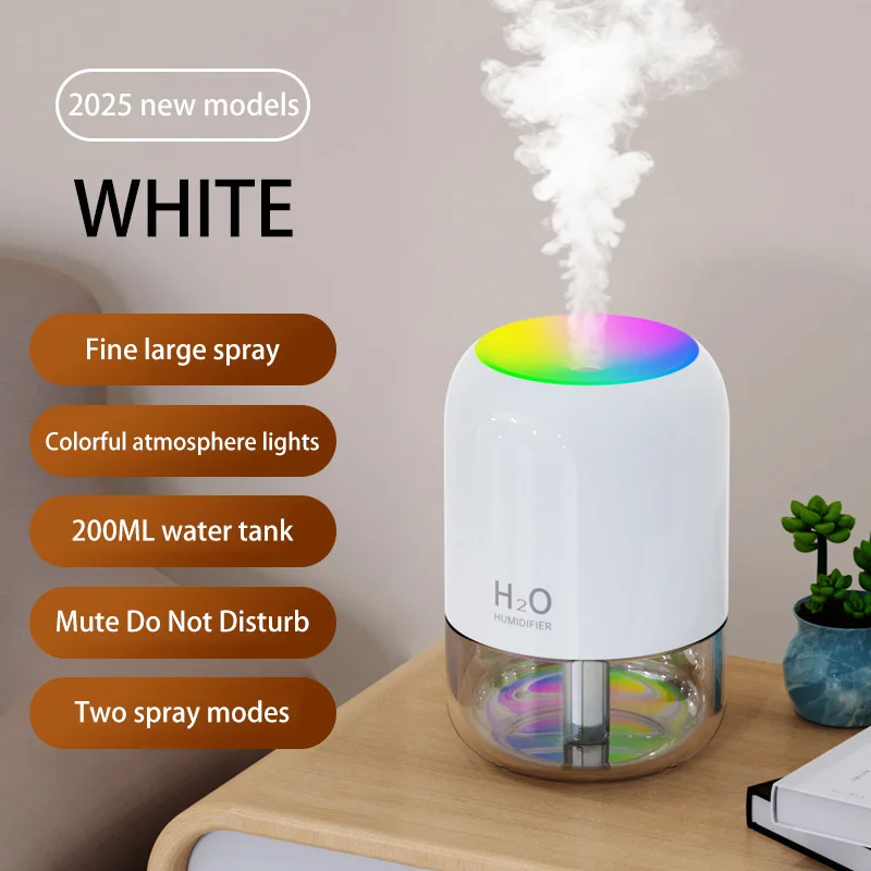 Xiaomi Mini Air Humidifier Household Quiet Moisturizing Bedroom Office Desktop Usb Small New Colorful Atmosphere Light Spray