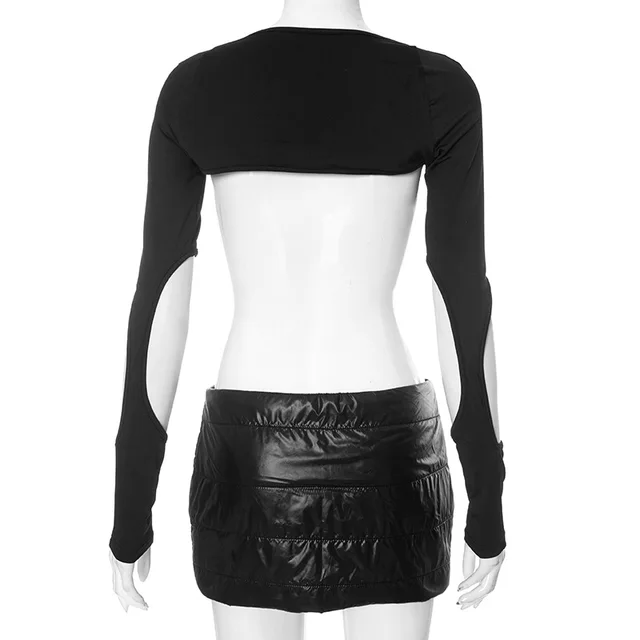 2 Piece Puffer Jacket Skirts Set 17