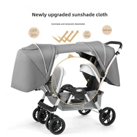 Poussette jumelle avec siège avant et arrière, pliable, parapluie jumeau, assise et inclinable, perfecand, lavable, nouveau 5