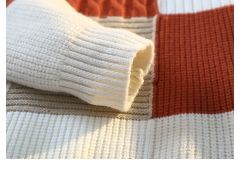 Men's Knit Sweater - Autumn Winter Plaid Patchwork Pullover | Thick Round Neck Casual