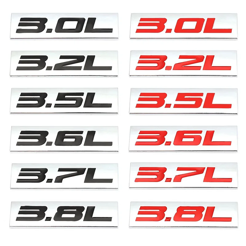 

3D Metal 3.0L 3.2L 3.5L 3.6L 3.7L 3.8L Car Emblem Trunk Sticker Decal for Audi Skoda BMW Chevrolet Ford Hyundai KIA Mazda Nissan