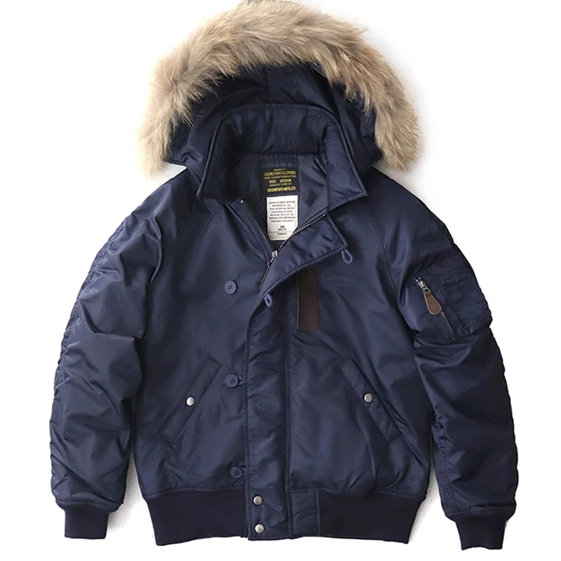 Amekaji Vintage N-2B Flight Jacket Men Winter New Multi-pocket Hooded Jacket Retro Casual Detachable Hood Zipper Cardigan Coat 5