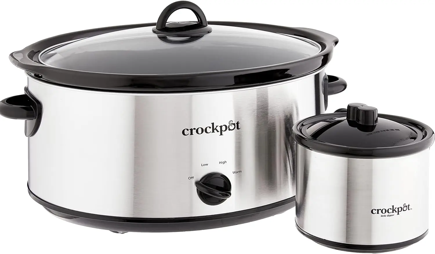 

Crock-Pot Large 8 Quart Slow Cooker with Small Mini 16 Ounce Portable Food Warmer, Kitchen Appliance Bundles, Stainless Steel