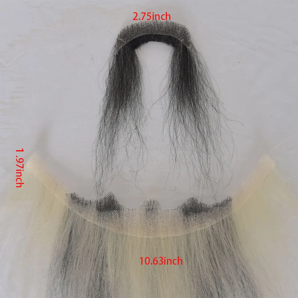 Fake Beard Human Hair Full Hand Tied Facial Hair False Beard Lace Invisible Face Mustache for Party Makeup Cosplay Costume Party 6