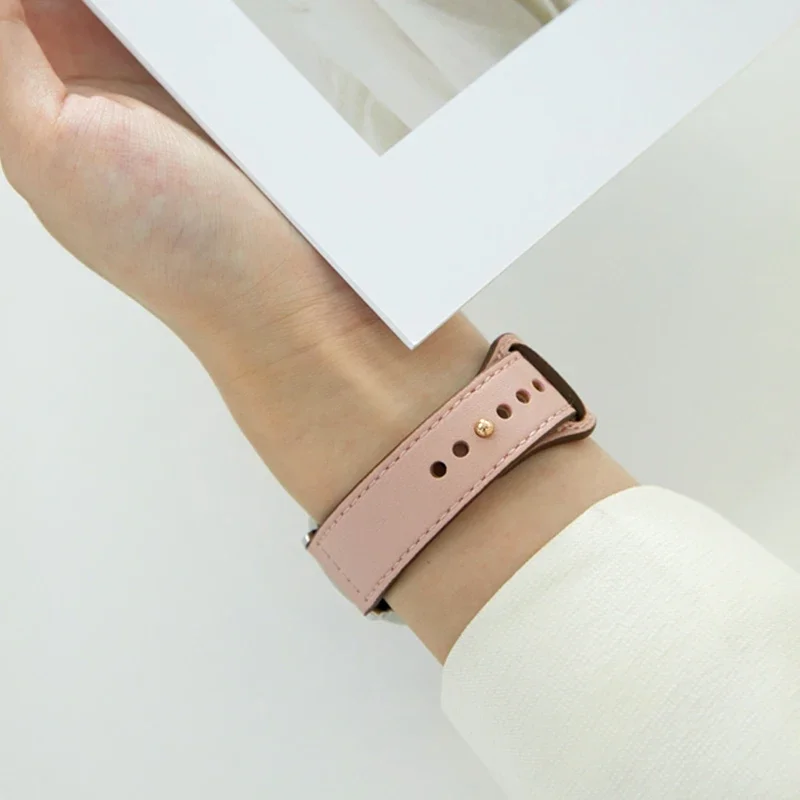 Magnetic Leather Strap with Metal Accents - Premium 22mm/20mm Band Bracelet