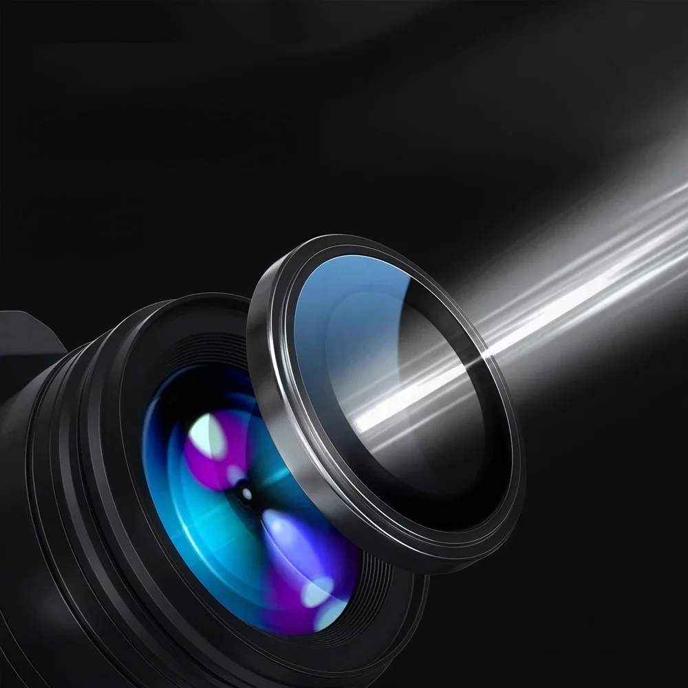 Premium 3D Tempered Glass Camera Protector with Metal Ring