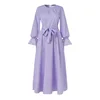 110541-922115.jpg Abaya-Robe Hijab à Manches sulfpour Femme, Tenue Maxi Décontractée, Style Musulman, Vintage, Couleur Unie, Dubaï, Turquie, Automne
