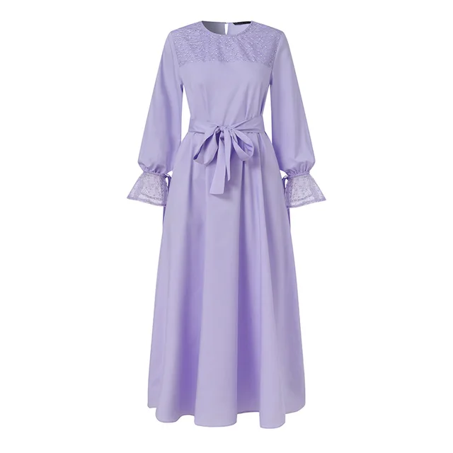 110541-922115.jpg Abaya-Robe Hijab à Manches sulfpour Femme, Tenue Maxi Décontractée, Style Musulman, Vintage, Couleur Unie, Dubaï, Turquie, Automne