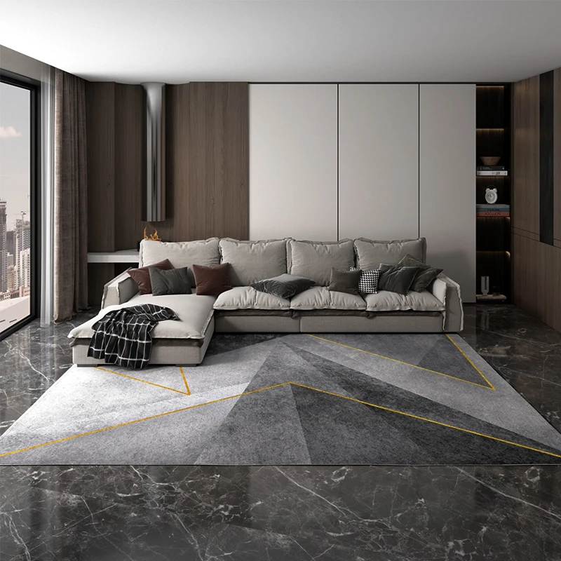 

Modern Luxury Living Room Decoration Large Area Carpet Grey Rugs for Bedroom Home Non-slip Floor Mat Washable Office Lounge Rug