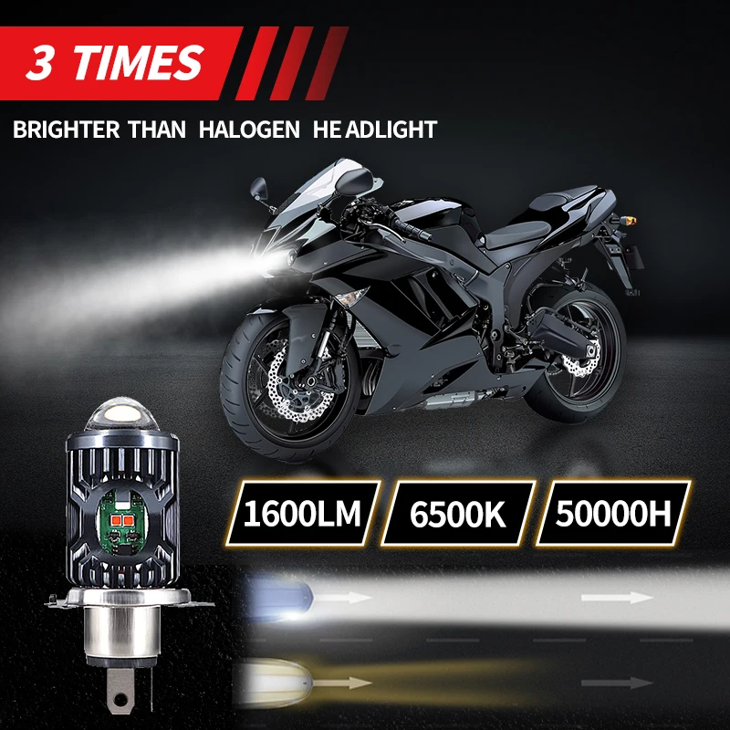 15W H4 Motorcycle Bulb LED Lamp Hi/Lo Beam Headlight Front Light For Honda  Kawasaki - AliExpress