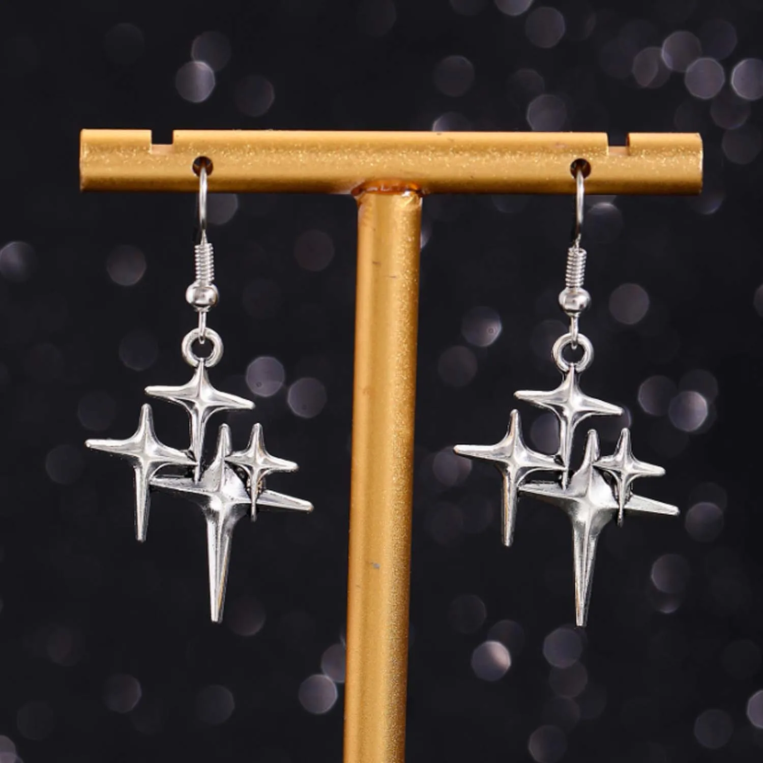 120 Stück Sternanhänger Set - Silber Gold Schwarz | Hohle Vierzackige Sterne Für DIY Schmuck