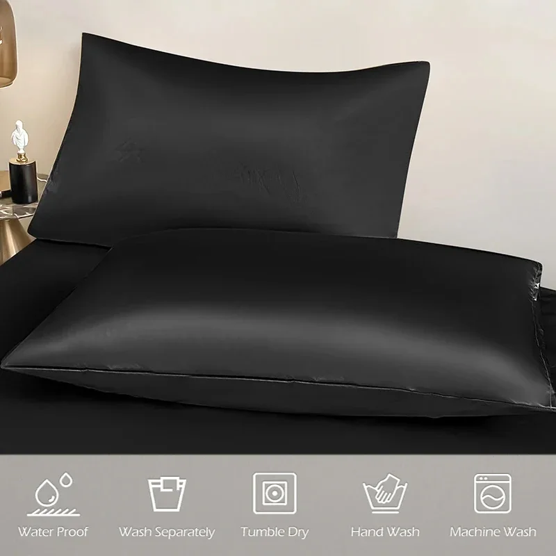 Luxury Waterproof Fitted Bed Sheet With Elastic Band Black Golden White Anti-slip Adjustable Mattress Cover Mattress Protector 5
