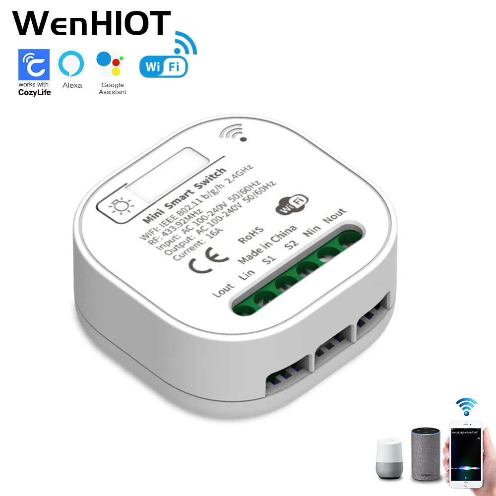 floor panel WENGHIOT Homekit 16A MINI Smart Switch Breaker 2 way App Remote Control Timing Home Automation Switch Support Google Home Alexa light sensor switch Wall Switches