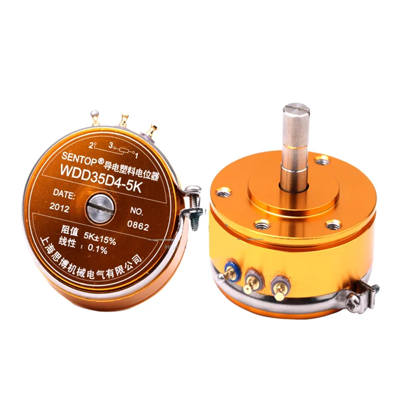 SENTOP WDD35D4 1K/2K/5K/10K conductive plastic potentiometer 19mm Short axis angle sensor displacement WDD35D-4 Linear 0.1% linear potentiometer,adjustable resistor,electronic components