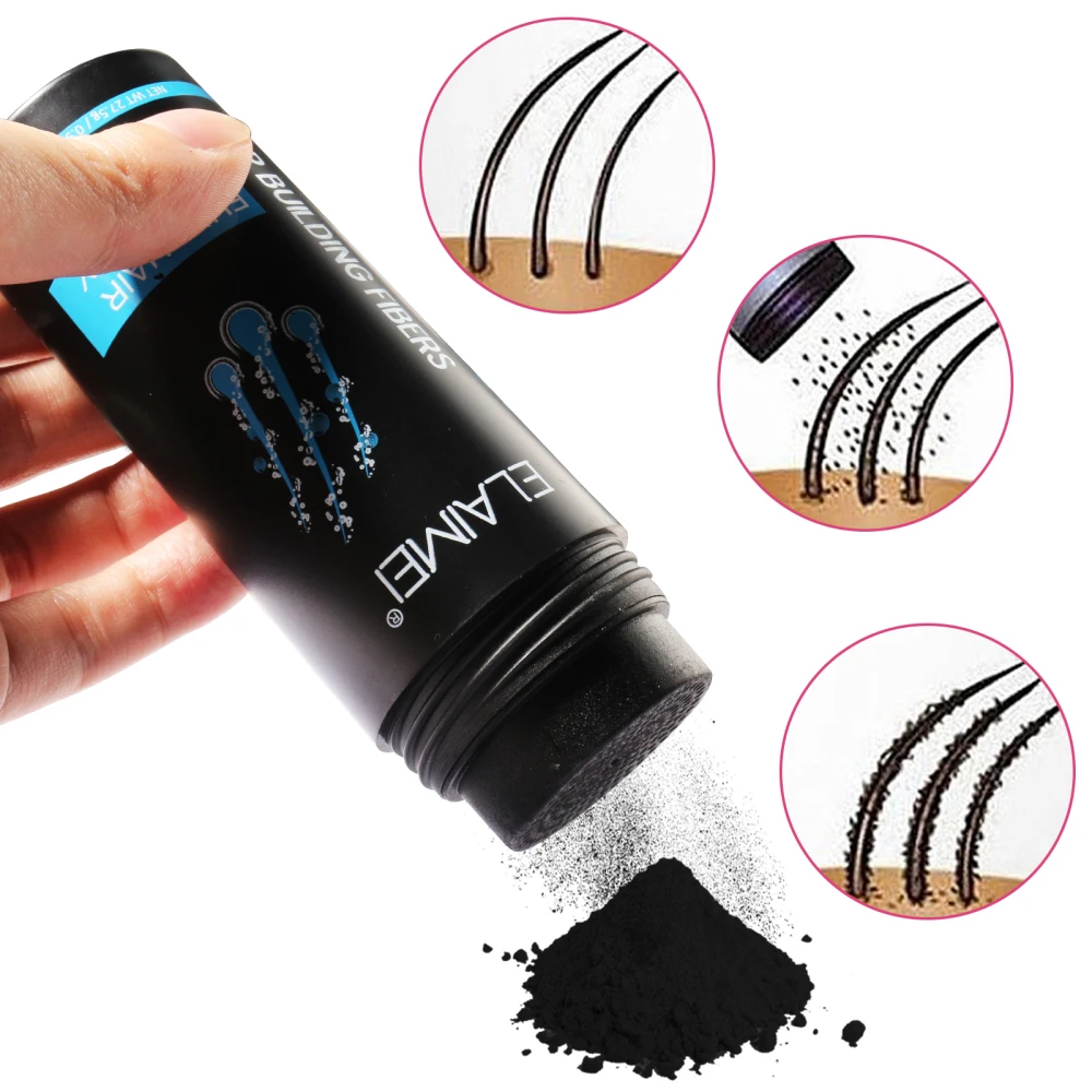 ELAIMEI 27.5g Hair Growth Fiber Keratin Thickening Spray Building Fibers Loss Products Instant Wig Regrowth Powders