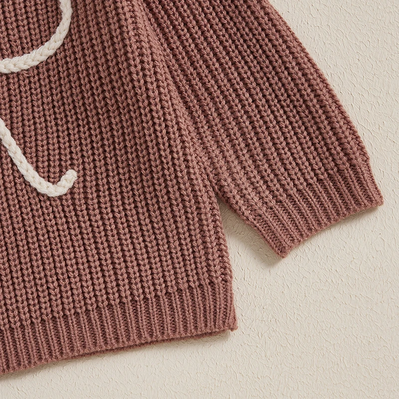 Focus norm 6 Farben 0-5y Herbst Winter Kinder Mädchen schöne Pullover Bowknot Stickerei Langarm Rundhals ausschnitt lose Strick pullover – Detail 11