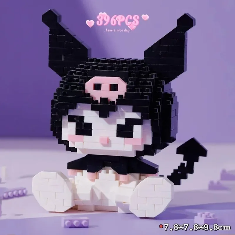 Hello Kitty Sanrio Building Block Anime Figure Cinnamoroll Kuromi Pochacco Assembled Decorative Model Children's Puzzle Gifts