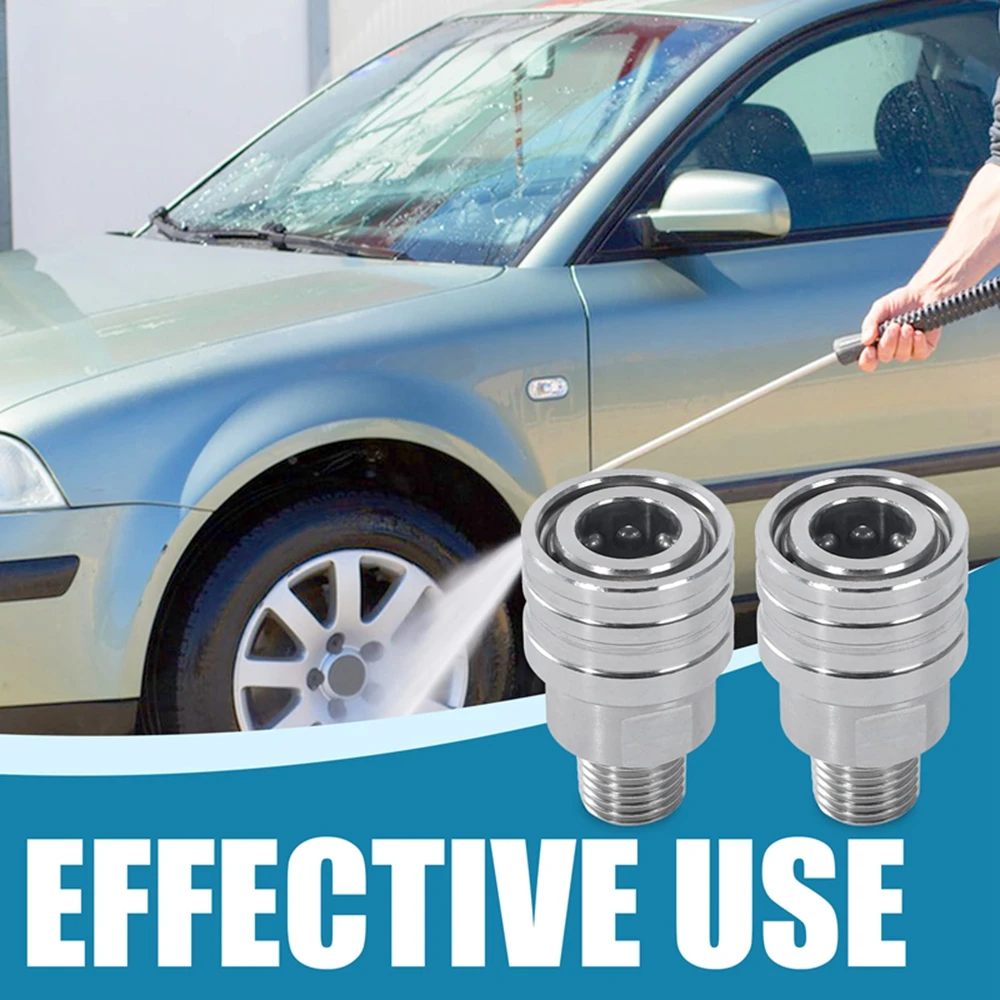 Stainless Steel Quick Connect Pressure Washer Coupler - 1/4 Inch Male & Female Threaded Accessories