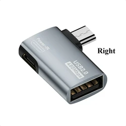 Enhanced OTG Adapter 4K 90° Left Angle Powered Micro USB to USB Adapter - 1pcs (Right)