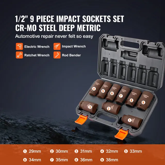 VEVOR 1/2" Drive Impact Socket Set (9/11 Pcs) 5
