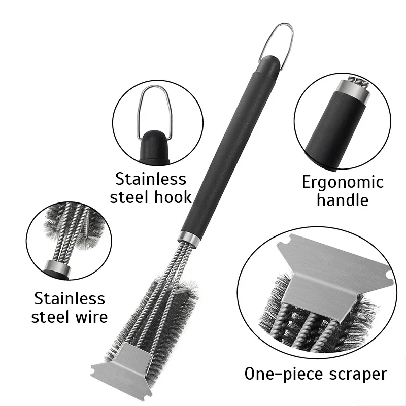 3In1OvenGrillCleaningBrushscraperBristleRustResistant