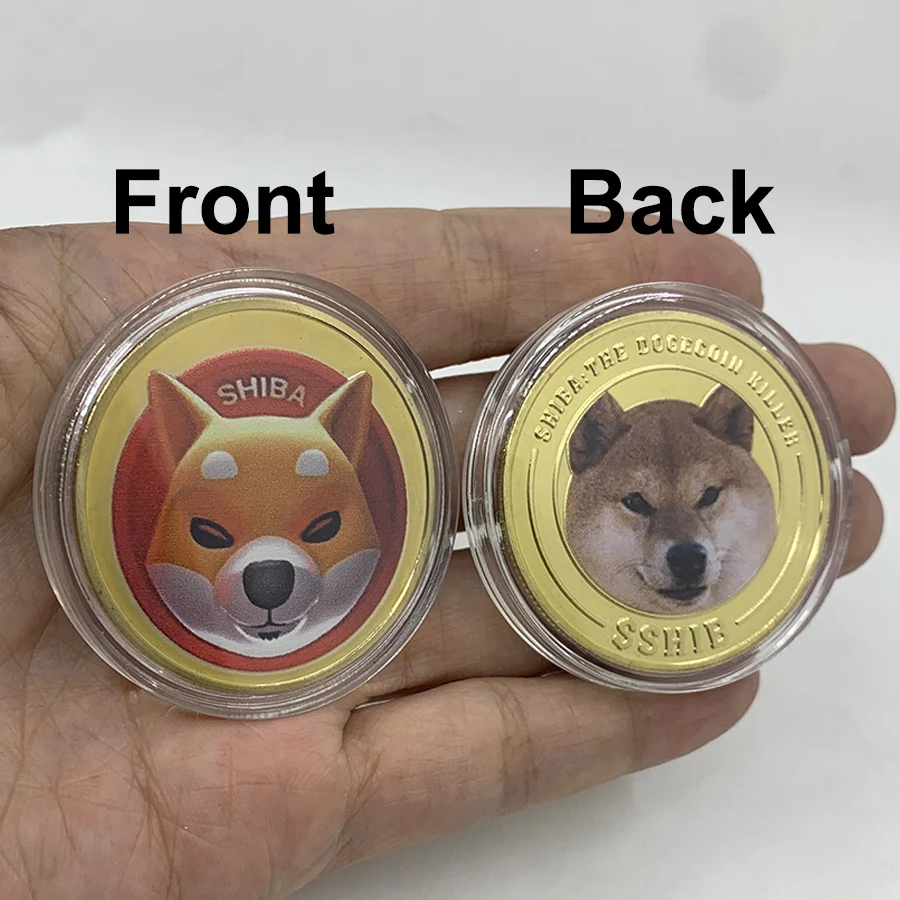 

D18 Shiba the dogecoin killer New CRYPTO Metal Gold Plated colorful dog coin Souvenir Commemorative silver Coins business gifts