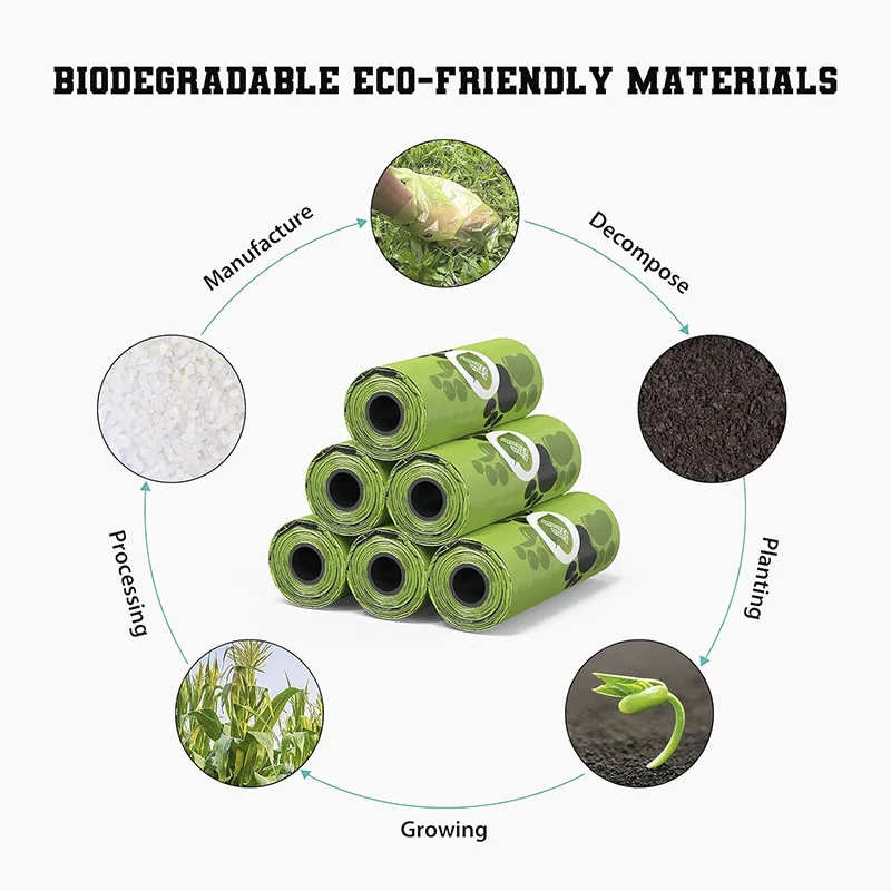 Pet Biodegradable Trash Bag Dog Poop Bags Bulk Biobase Scented Poo Bag Degradable Cat Waste Bags Outdoor Pets Carriers Tool
