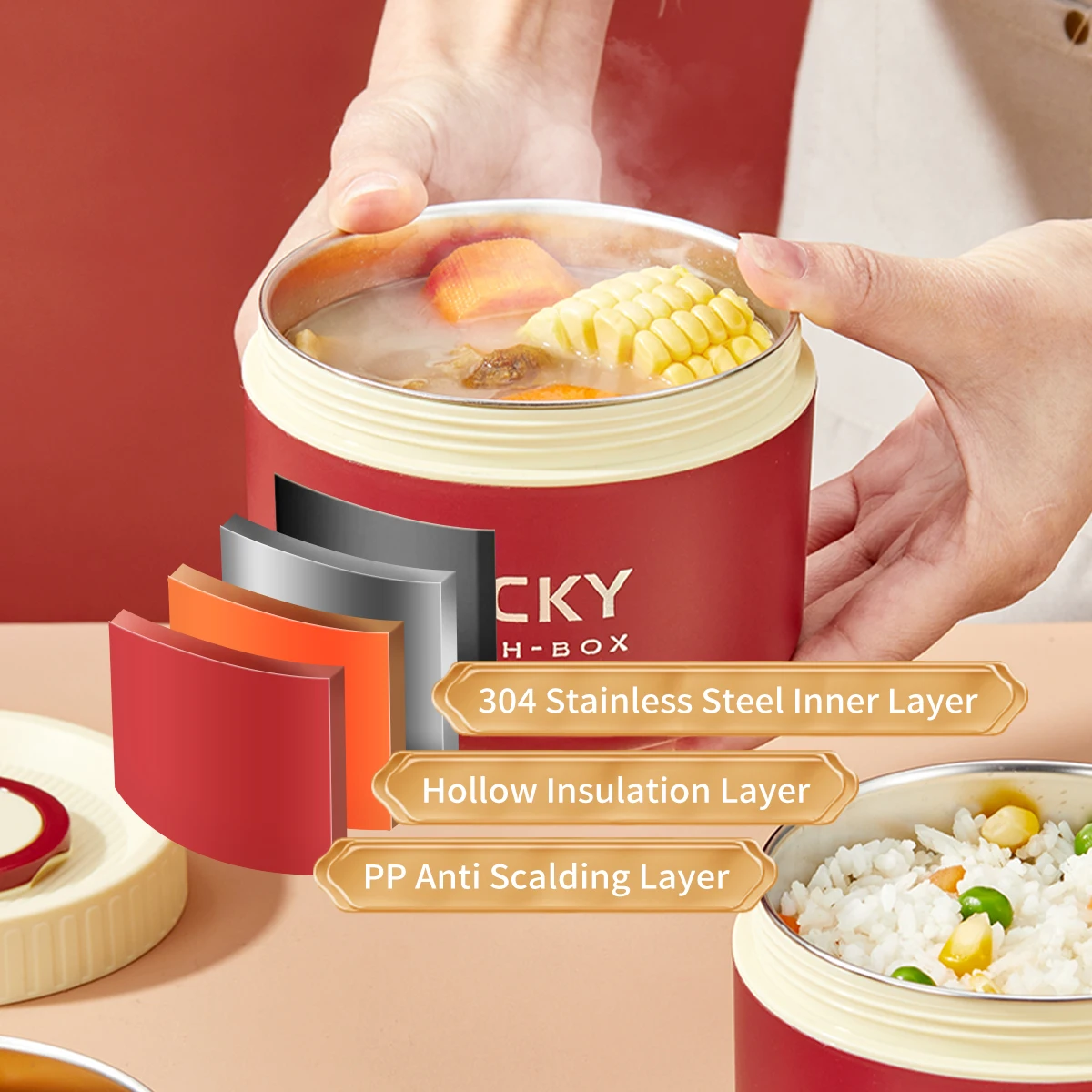 Bento Lunch Box Portable Insulated 304 Stainless Steel With Cutlery&Thermal Bag Microwave Leak-proof Food Container