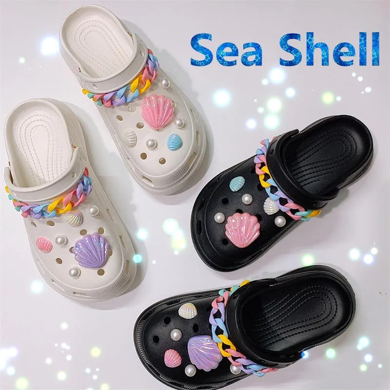 

Color Shell Chain Series Croc Charms Pack Ins Popular Adornment for Clogs Sandals Trendy Accessories Lovely Decoration Kids Gift