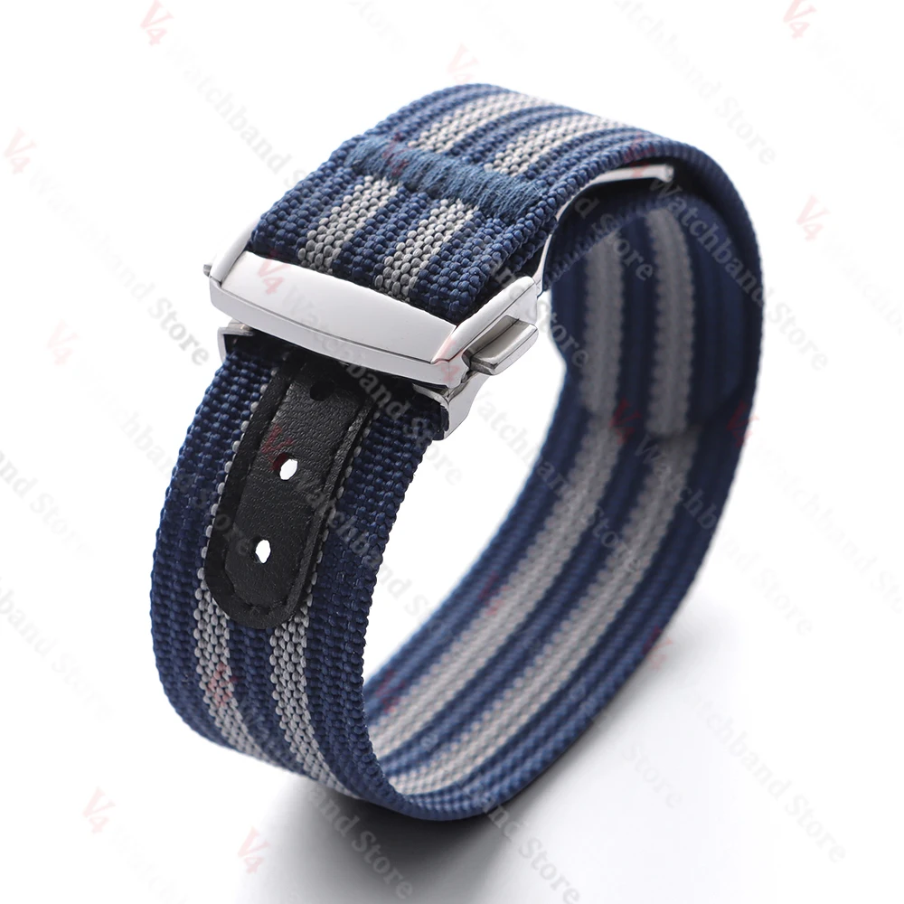 Black Gold Buckle Men's Sports Braided Nylon Watch Band 20mm