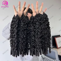 de au crochet 100% cheveux huains, type plume, 12A, bouclés , noir naturel, pré-séparées 3