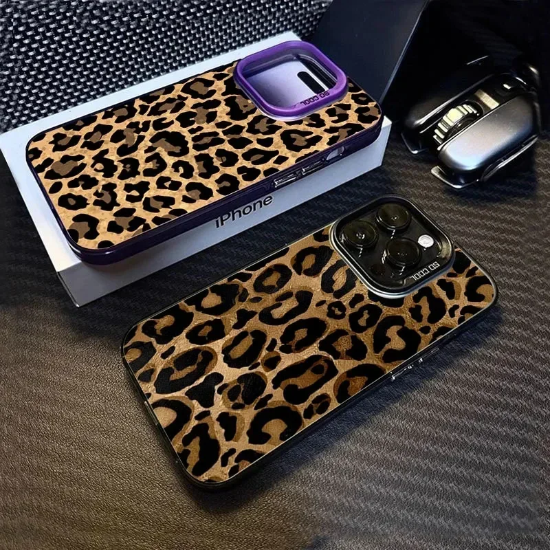 Brown Leopard Anti-Drop Armor Phone Case with Lens Protection