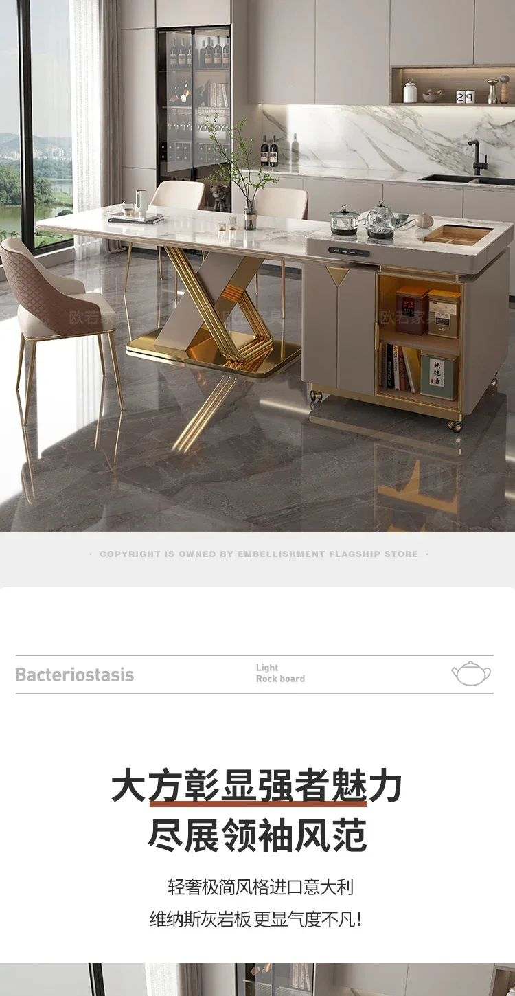 Luxury Restaurant Dining Table Gold Legs Stainless Steel Waterproof Storage Bar Lslands Tea Muebles De Cocina Kitchen Furniture