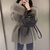 High End Double-sided Wool Strapping Real Wool Fur Coat Women's Removable Cuffs Fox Fur Temperament Cashmere Short Jacket 1