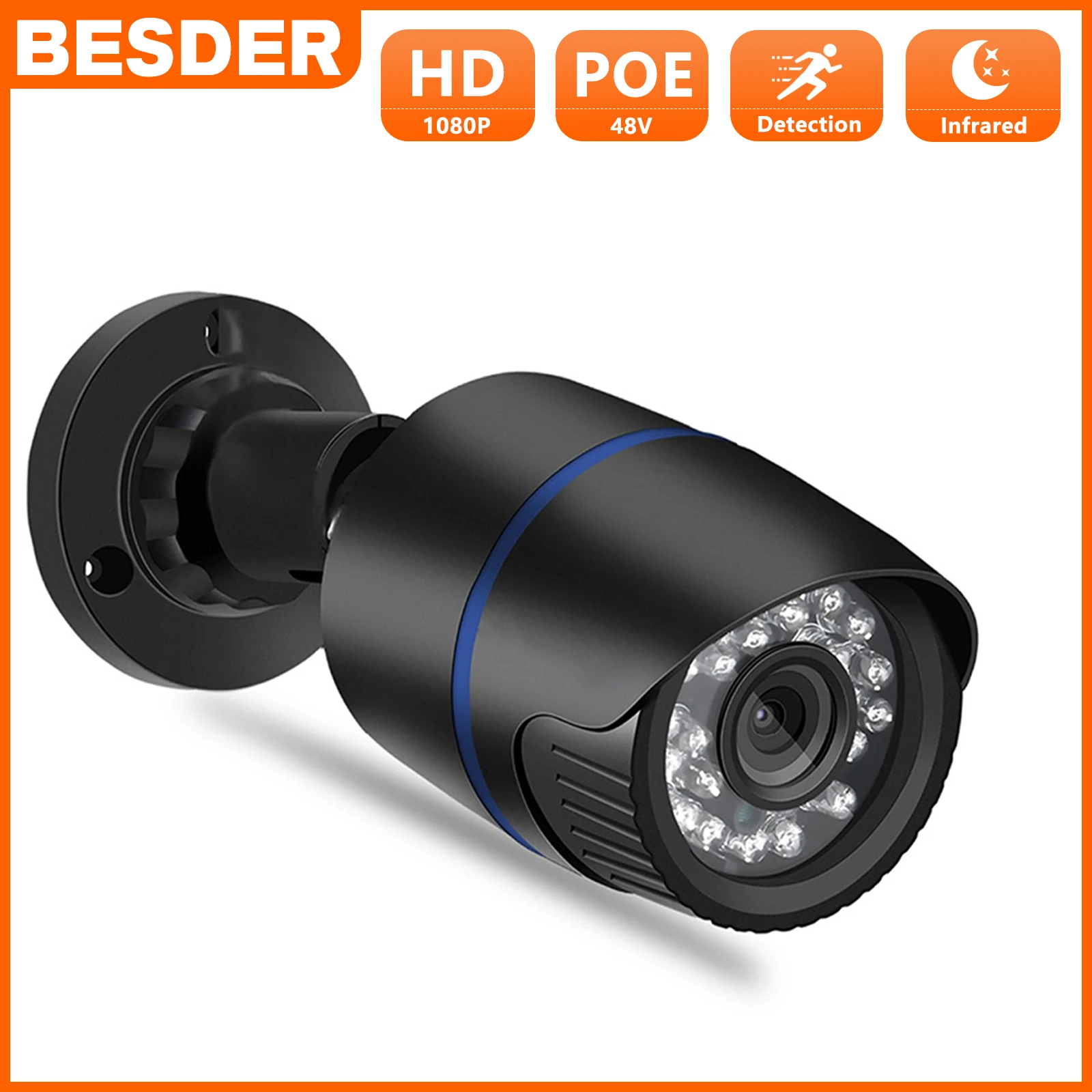 BESDER 2.8mm Wide IP Camera 8MP 5MP 1080P P2P Motion Detection RTSP Email Alert XMEye 48V POE Surveillance CCTV Outdoor