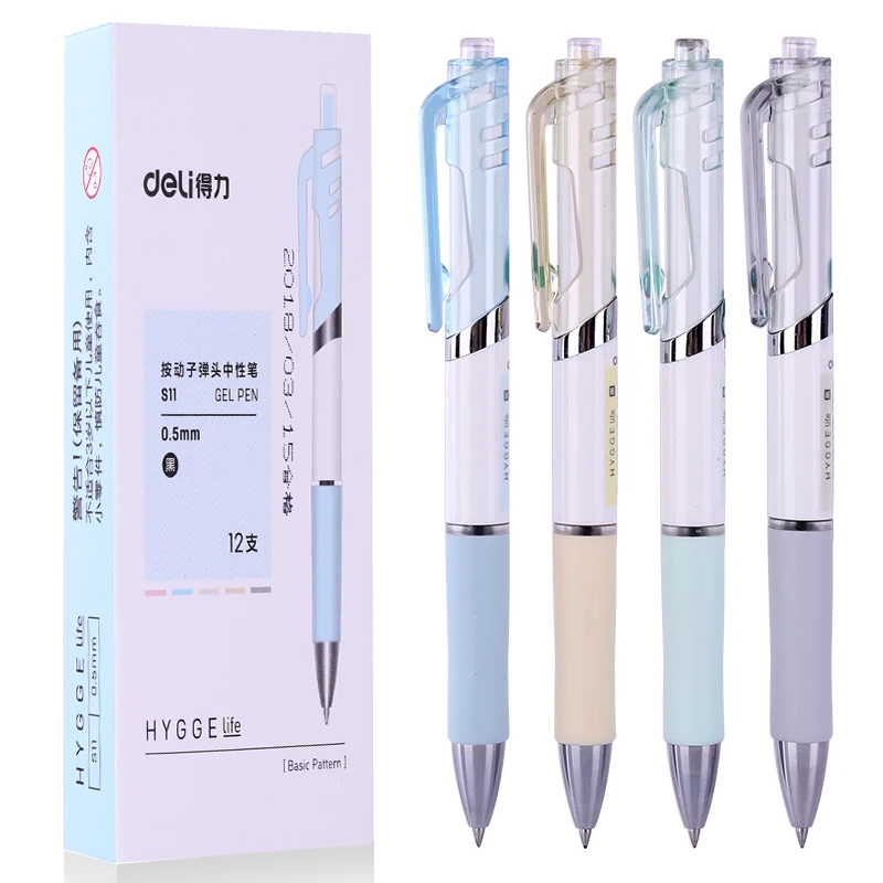 Deli 4pcs 0.5mm Black Ink Gel Pen Office Pen Signing Pen School Student Supplies Office Supplies Stationery For Writing