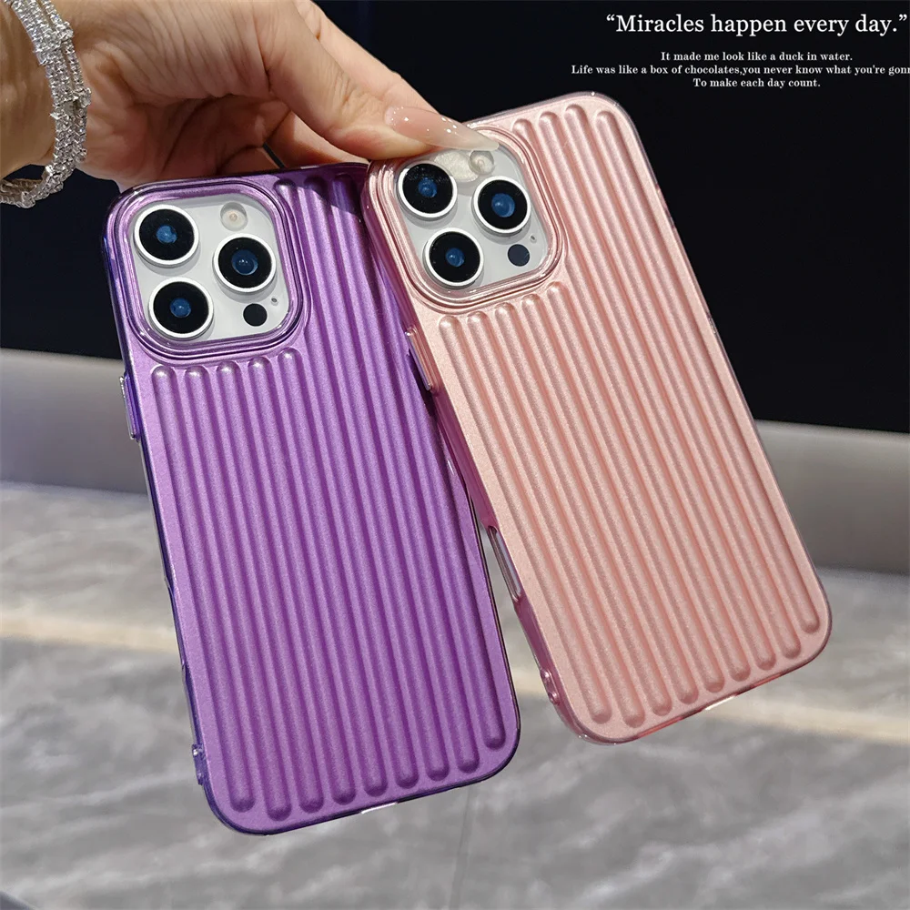 Luxury Corrugated Metallic Paint Matte Case For iPhone 17 Air 16 15 14 13 12 11 Pro Max Plus 16E Soft TPU Shockproof Back Cover 2