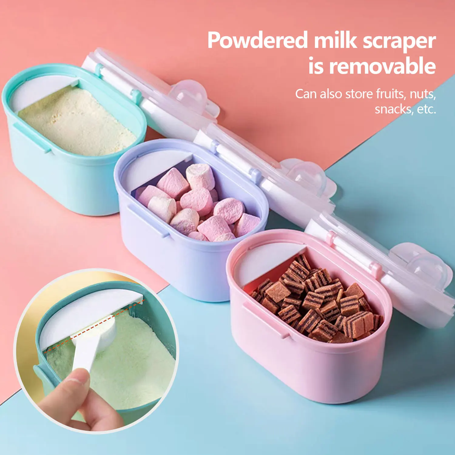 Double-layer Moisture-proof Baby Milk Powder Storage Box With Spoon