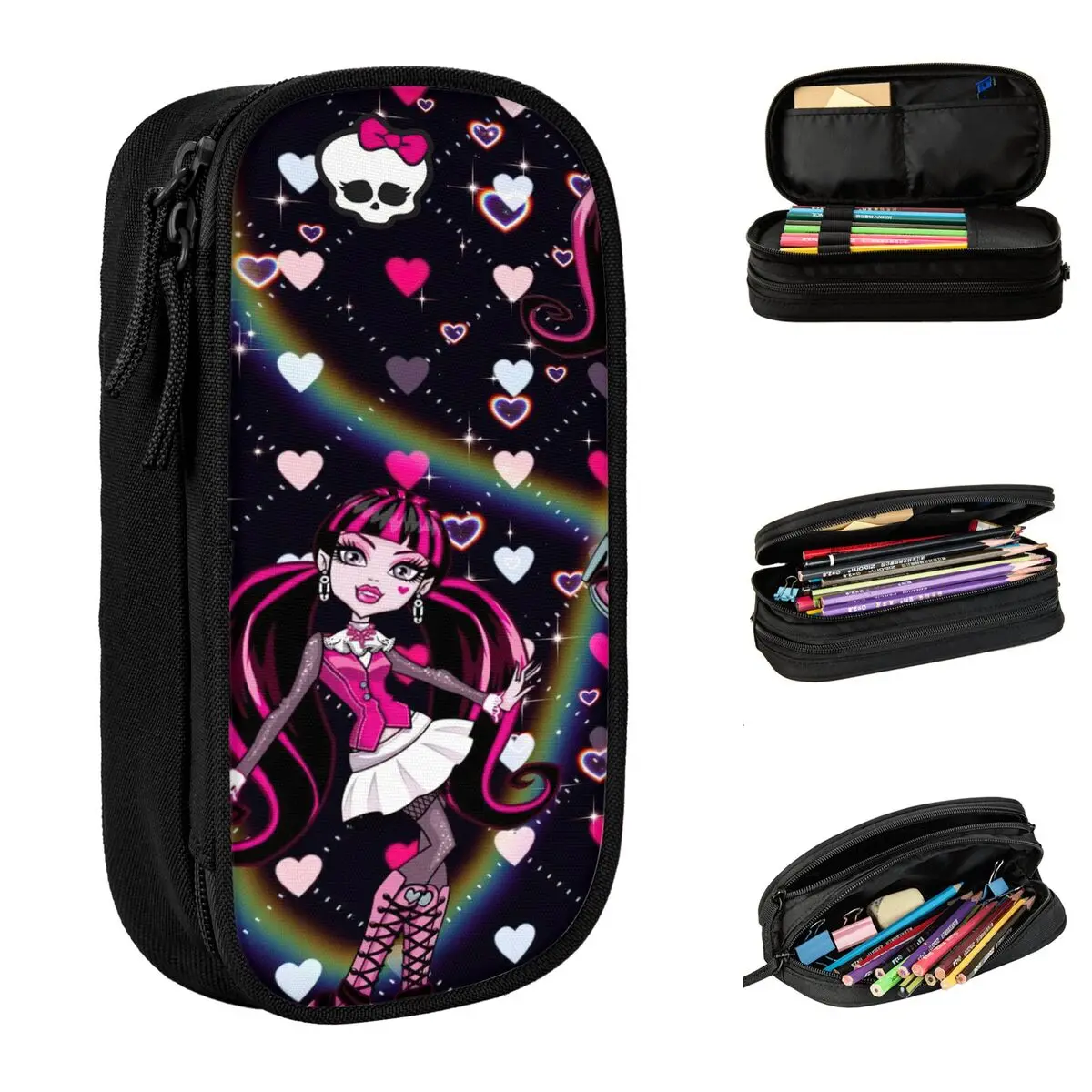 Draculaura Monster High Anime Pencil Case Lovely Pen Holder Bags Girls Boys Large Storage Materiale Scolastico Pencilcases Regalo