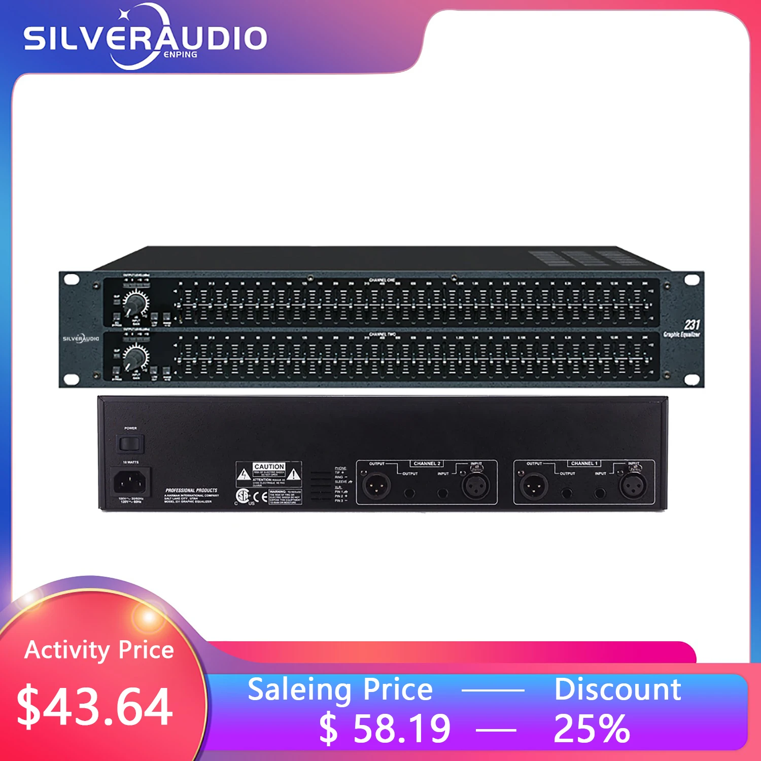 

GAX- 231 Professional Equalizer stage analog Dual Channel 31 Band stereo 231 EQ audio Signal Processor