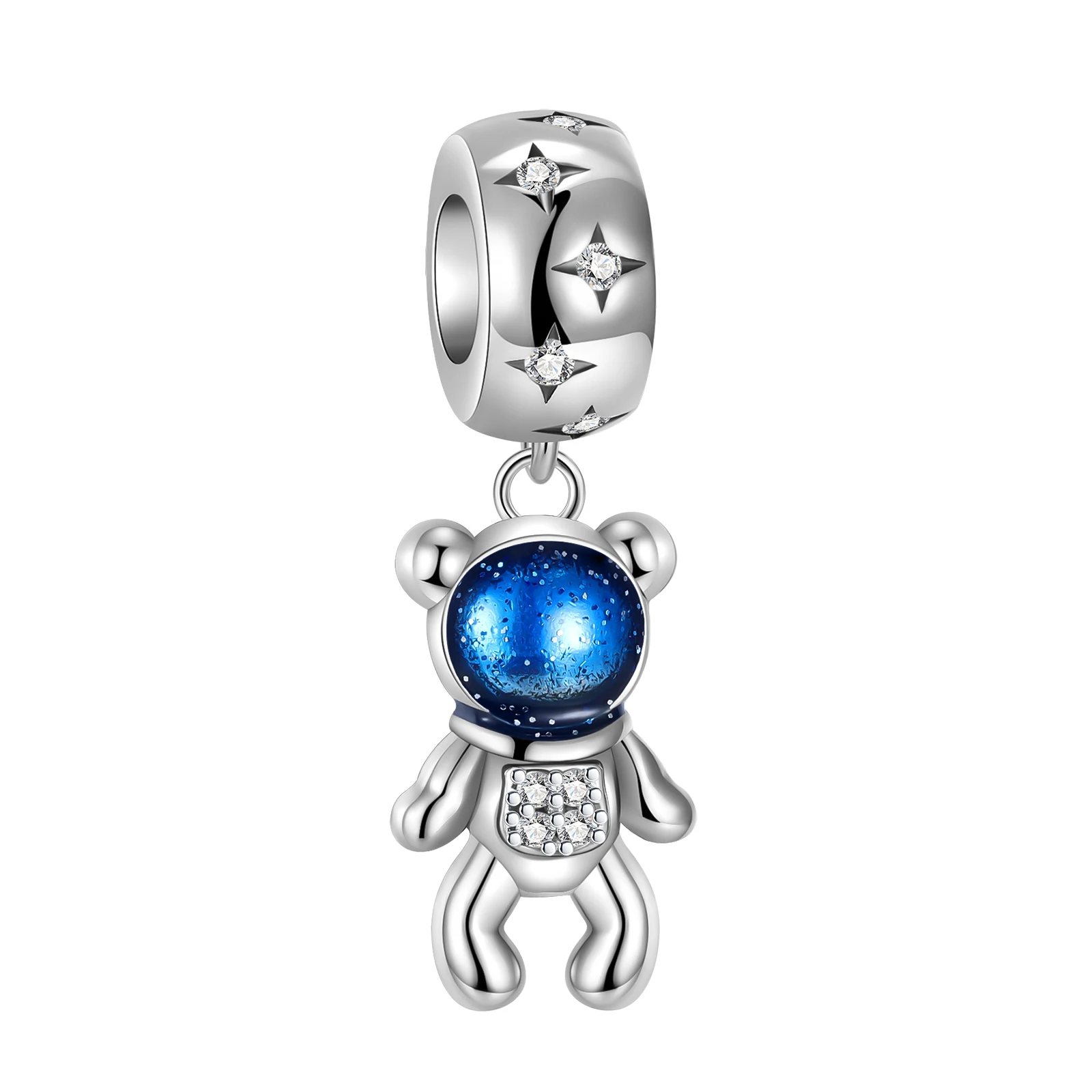 

925 silver star blue astronaut boutique fashion pendant fit pandora original bracelet charm bead necklace Diy female jewelry