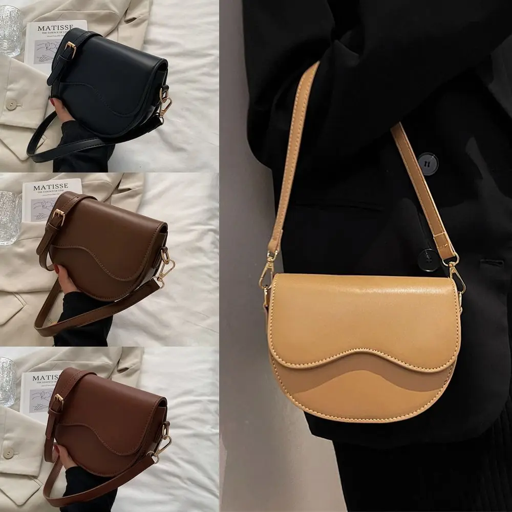 

Black Brown Shoulder Bag Classic Vintage Autumn Handbag PU Leather Crossbody Bag Women Girls