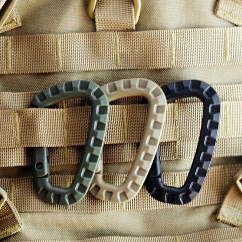 8.5cm Tactical Backpack Buckle Fast Tactical Carabiner Plastic Hook D Shape Mosqueton EDC Gear for Outdoor Camping carabiner clips carabiner belt clip