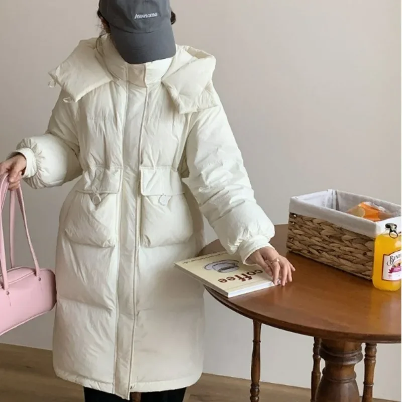2024 New Women Down Cotton Coat Winter Jacket Female Mid Length Version Parkas Thick Warm Outwear Versatile Hooded Overcoat