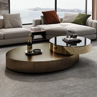 Tables basses de luxe italiennes moderne haut de gamme en acier inoxydable Table basse centrale ovale en verre meubles de maison Escritorios FYCT 5