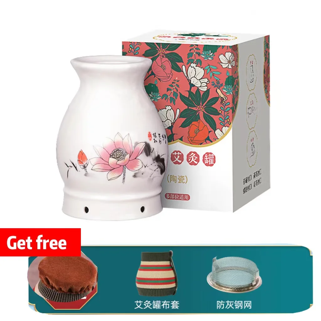 Ceramic Warm Moxibustion Pot Multifunctional Scraping Moxibustion Box Beauty Parlor Navel Hot Compress Pot Burner Tool