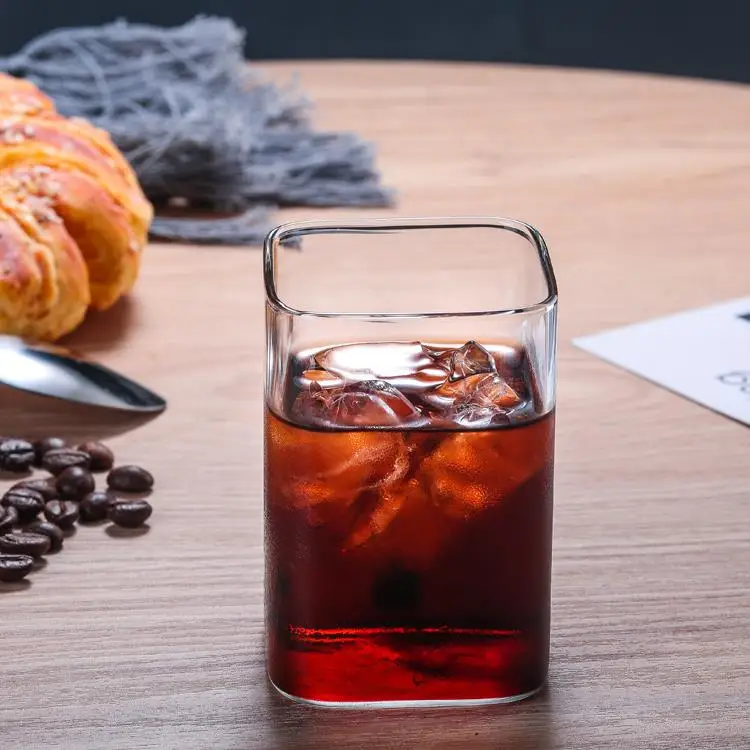 200-530ml Transparent Heat-Resistant Glass Coffee Cup Glass Latte Mug Tea Juice Milk Coffee Mug Home Water Glasses Stripe Mug