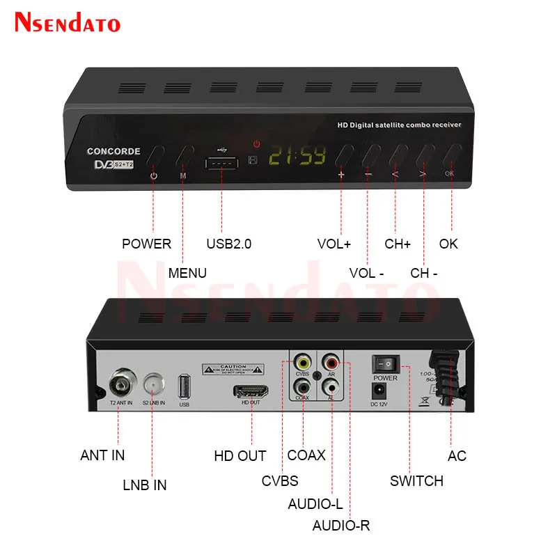 DVB T2 S2 Combo Digital Terrestrial Satellite TV Receiver Support PVR Full HD DVB-T2 DVB-S2 Combo For TV Teceiver