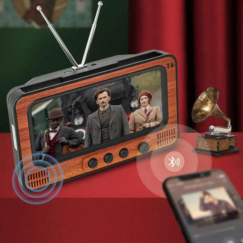 RetroTVStandForPhoneVintageTVStyleStandWithSpeakerForCell